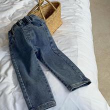 尖子蛋韩国童装2022冬季新款女童牛仔裤复合一体绒小脚裤弹力裤子