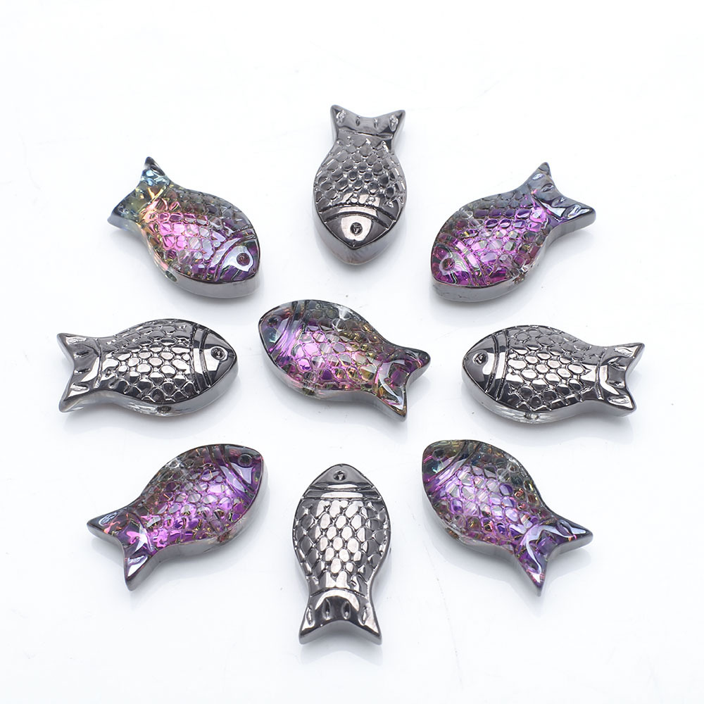 30g Weight Beads Jewelry Making Type DIY Jewelry Accessories Classification a Pack of 30 Quantity Crystal Material Fish Pattern Plating Design Cute Style A Pack Of 30 Crystal Fish DIY Jewelry Accessories Beads 15
