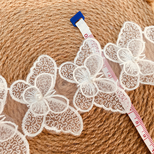 15 Yard Embroidered lace flowers trim ribbon for DIY sewing clothing shoes hats headdress bridal ornament wear home decor curtain gift DIY craft accessories