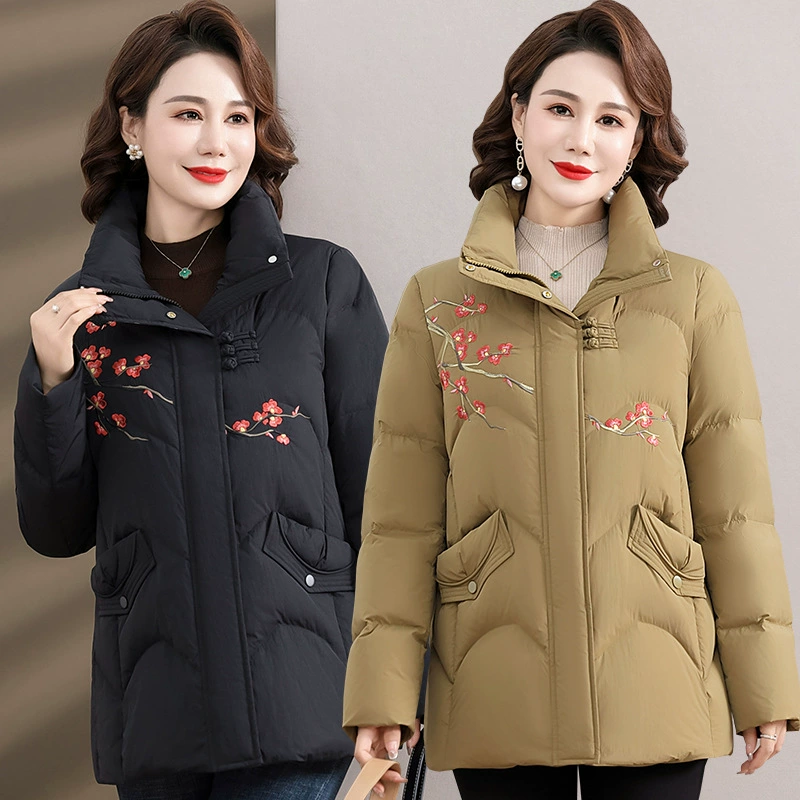 Белая утка пуховик женский зимний 2024 новый национальный стиль