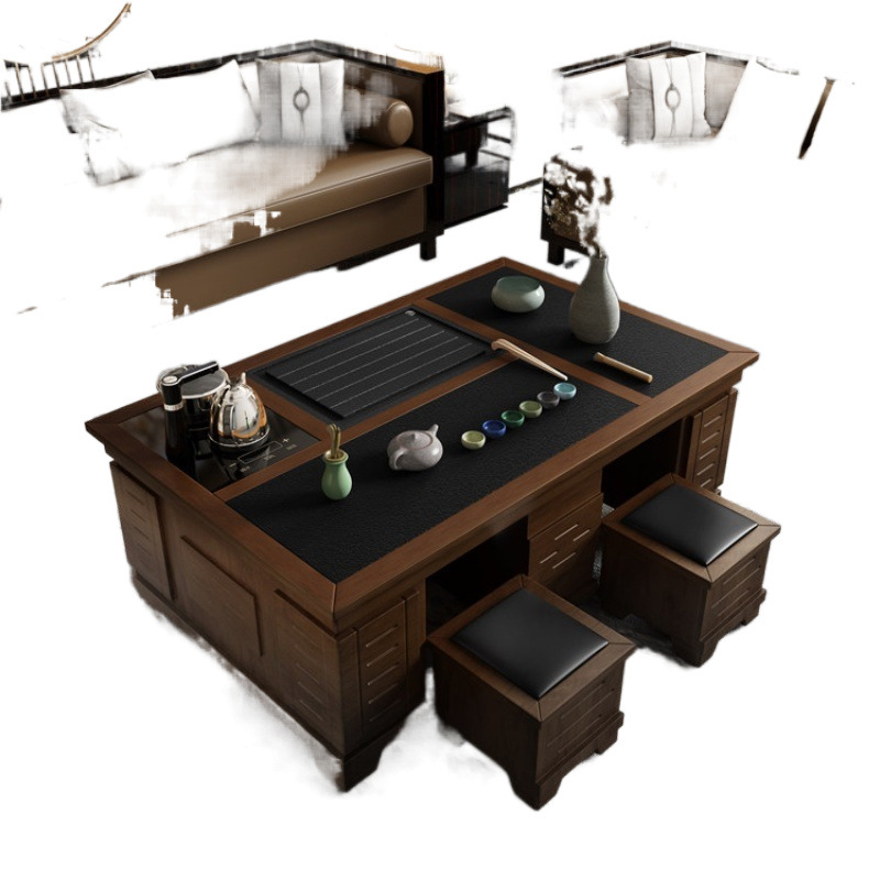 Mesa de té de kung fu con tetera de agua caliente, mesa de té de piedra caliente, conjunto integral de mesa de té, sala de estar, oficina doméstica, mesa de té