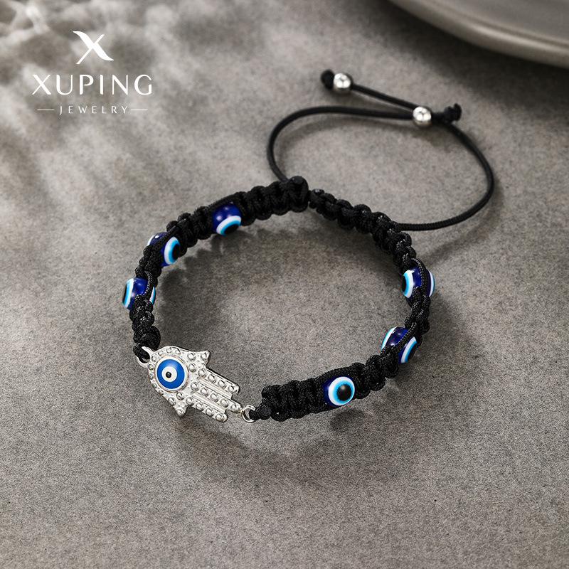 La nueva pulsera de la serie de cuerda negra de acero inoxidable del ojo del diablo de la palma de la nueva moda de Xuping, joyería ajustable de nicho de personalidad