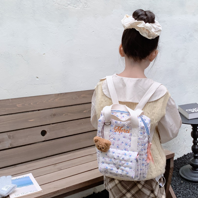 Mochila de flores frescas para niños y niñas, jardín de infantes, mochila para bebés, lindos osos, mochila para padres e hijos