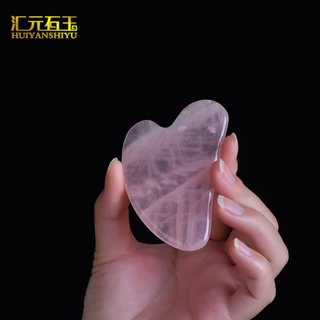 粉色水晶海豚片刮痧板白水晶黑曜石心形刮痧片东陵玉直播货源批发