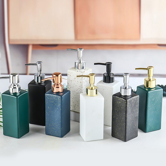 Square hand sanitizer bottle thickened glass bottle ins empty bottle pressing high sense high color value 350ml shower gel bottle