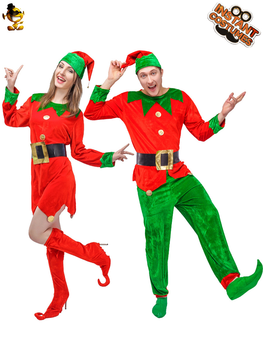 Traje de Navidad de los hombres traje de Navidad de las mujeres vestido de Navidad pareja traje de la mascarada image 1