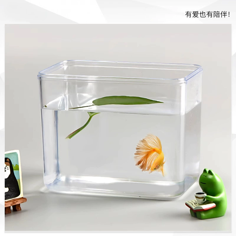 Аквариум для рыбок Бетта, новый офисный настольный маленький акриловый экологический строительный блок, коробка, маленькие креветки, имитация стекла