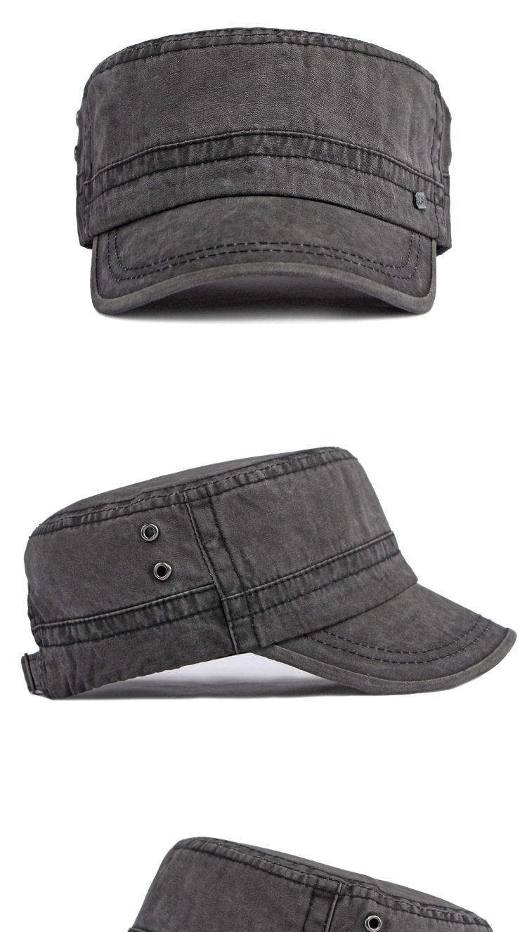 Cappello unisex Cappello da sole da uomo Cappello in cotone lavato Cappello militare piatto e curvo da donna_voghion.com