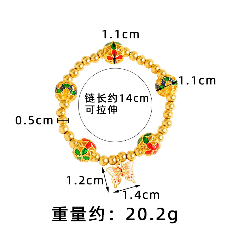 Nuevo brazalete chino de bambú de estilo chino para damas que no se desvanece durante mucho tiempo, brazalete de marea nacional de esmalte, joyería de latón dorado de arena vietnamita