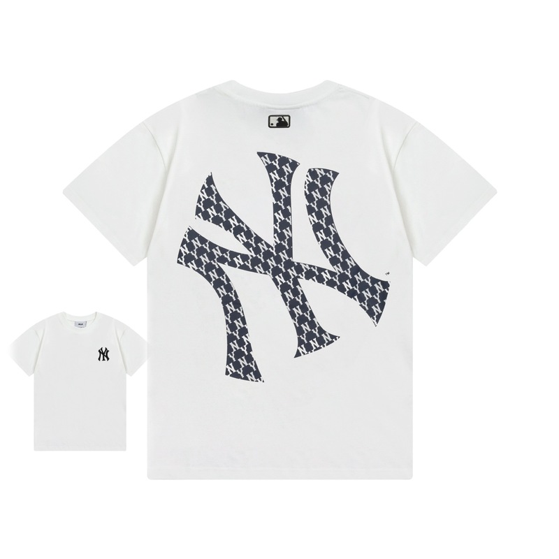 クロスボーダー MLB&NY ベーシックプリント高品質レディース T メンズ半袖コレクション共同ブランドの純綿通気性ボトリングシャツ|undefined