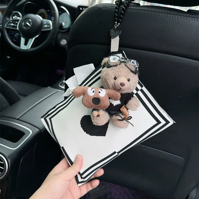 Car tissue box/set | supplies - western-style-pilot-bear-love-tissue-bag