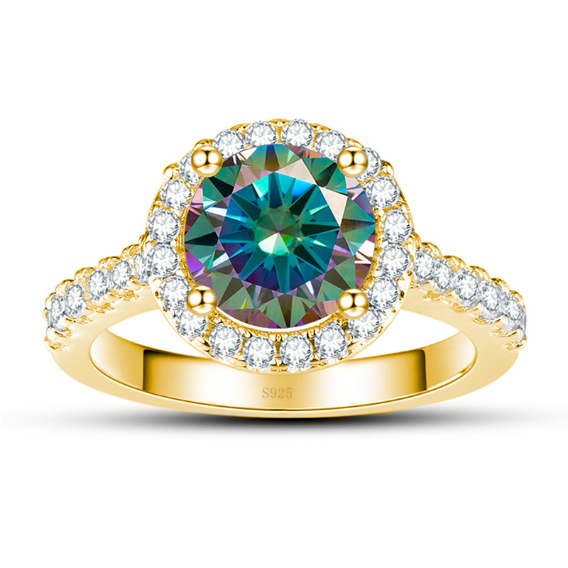 1 quilate 6.5mm anillo de diamante de color oro anillo de diamante de plata S925 propuesta de matrimonio anillo de mujer explosivo lote