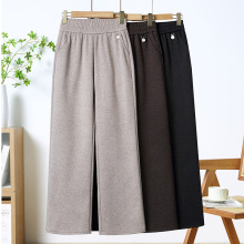 中老年女裤春秋季2025新款妈妈裤子春装毛呢女士直筒裤宽松休闲裤