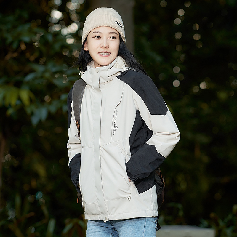 3 - en - 1 ropa de asalto para hombres al aire libre dos piezas de relleno de terciopelo interior otoño invierno montañismo impresión de logotipo fijo ropa de trabajo mujer