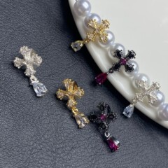 14K ゴールドフィルド ダイヤモンド クロス ウォーター ドロップ スペーサー ビーズ ペンダント DIY クリスタル ブレスレット ブレスレット ビーズ アクセサリー