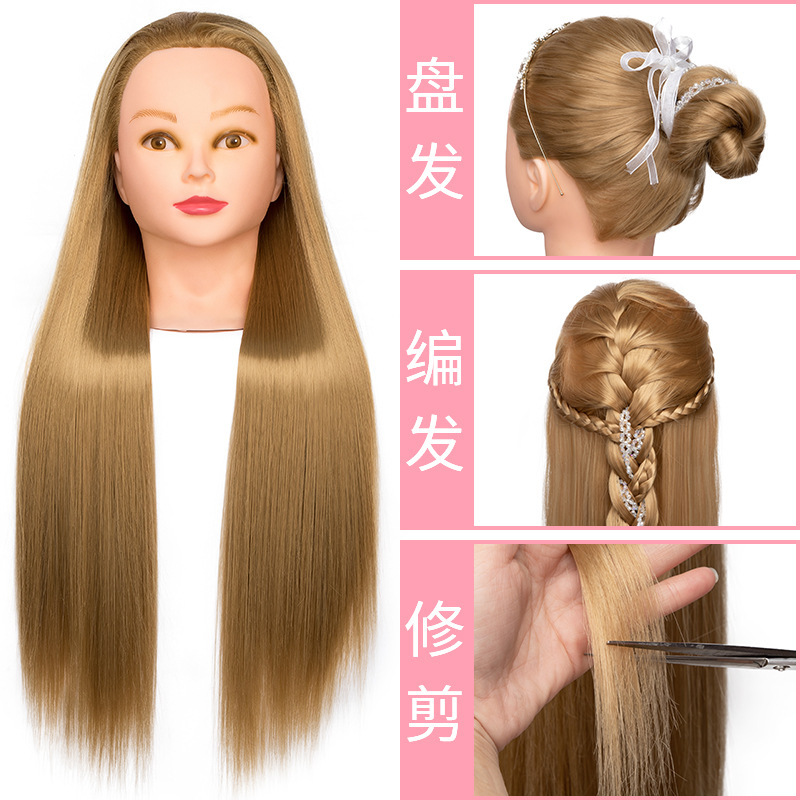 Cabeza de Maniquí para Peluquería de Fibra de Alta Temperatura para Práctica de Peinado y Corte image 4