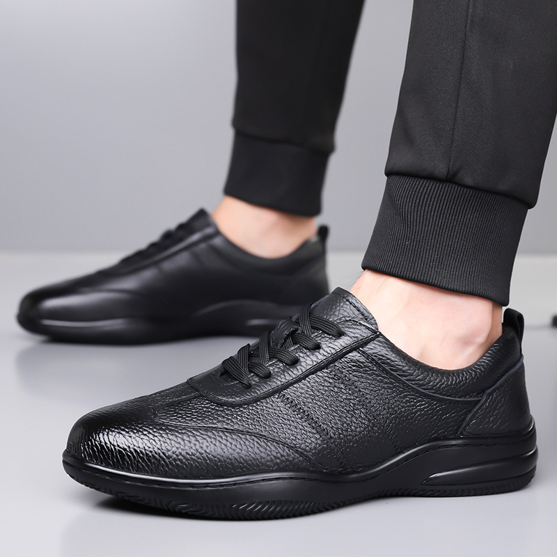 Chaussures homme en cuir style coréen décontractées respirantes_voghion.com