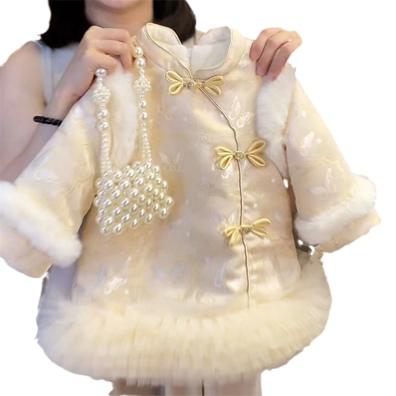 Ropa de Año Nuevo de niñas 2025 nuevo vestido de princesa de estilo chino más vestido de terciopelo grueso vestido de bebé femenino vestido de cheongsam image 6