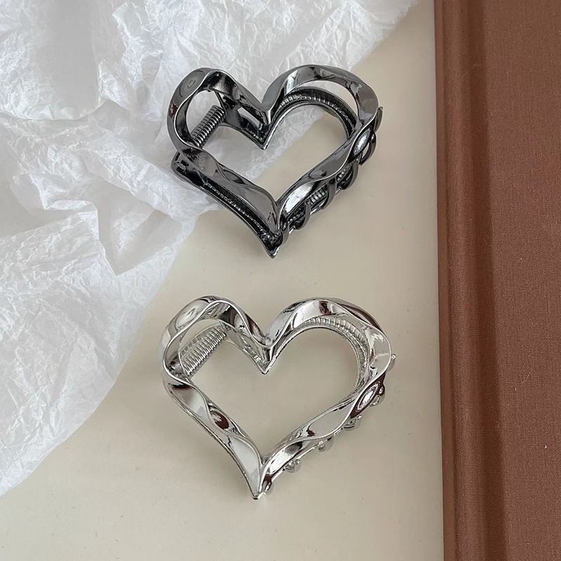 Golden en forma de corazón alta Cola de Caballo clip fijo horquilla trasera de las mujeres exquisita horquilla clip de gama alta tocado de gama alta