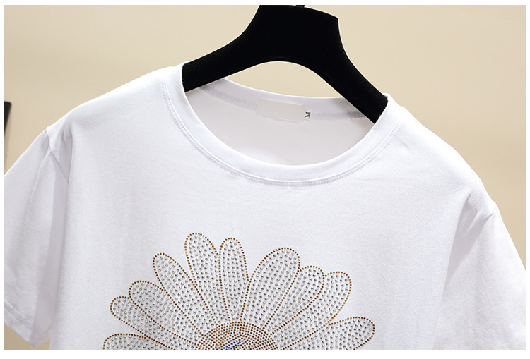 Women's Oversized Cotton T-shirt With Daisy Diamond Detail_voghion.com