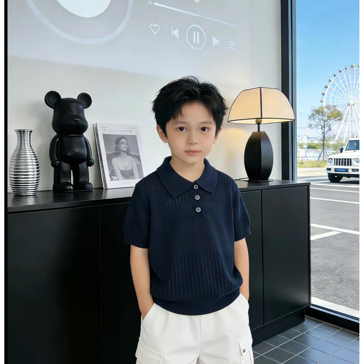儿童POLO衫冰丝镂空短袖休闲针织时尚韩版透气男童童装夏季批发