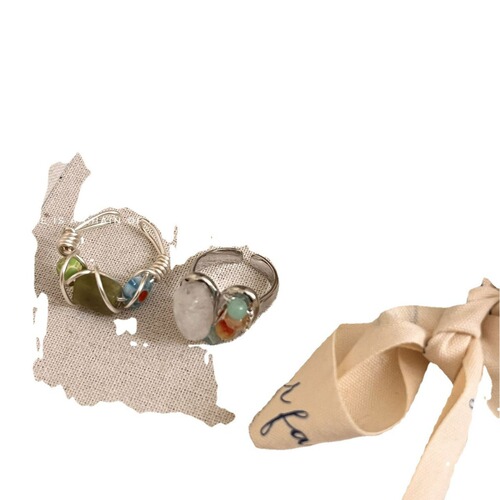 New Chinese-style handmade bead natural stone open overlay ring for women, Instagram versatile cool-colored ring