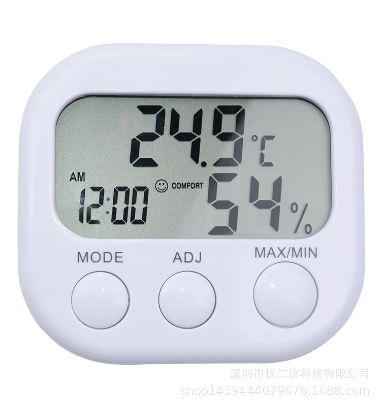 TA638家用工业迷你电子式温度计 大屏幕带时钟室内温湿度表