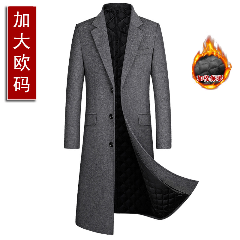 European Size Autumn and Winter Cross-Border Wool Outwear Men's Windbreaker Korean Style Slim Long Lacquered Thickeneded Woolen Outwear Men's Clothing European Size Autumn and Winter Cross-Border Wool Outwear Men's Windbreaker Korean Style Slim Long Lacquered Thickeneded Woolen Outwear Men's Clothing