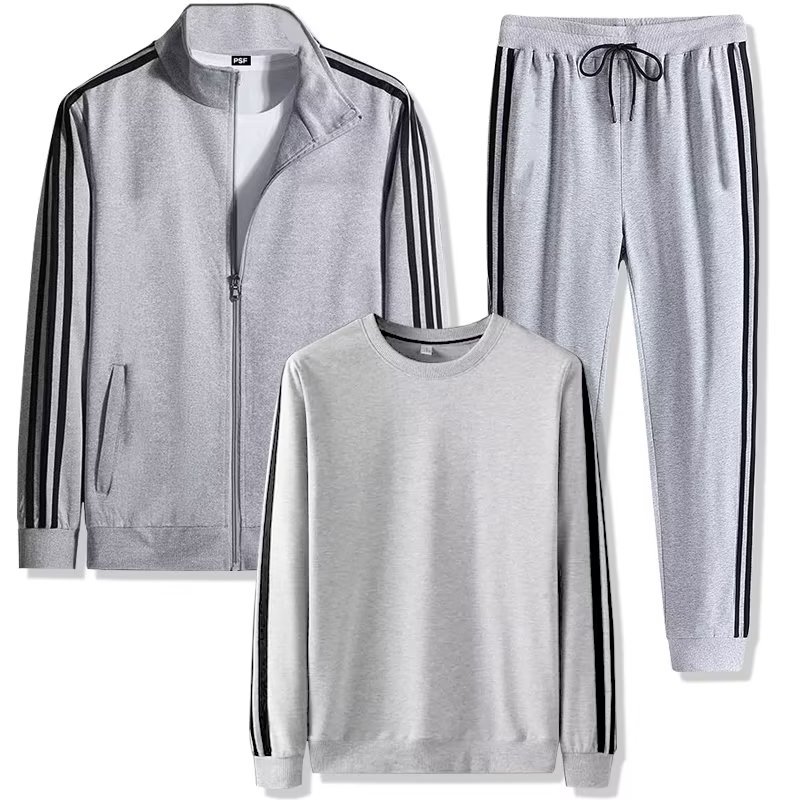 그레이 재킷 + 그레이 레깅스 + 화이트 라운드넥