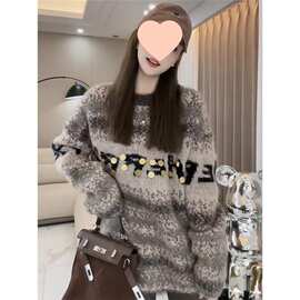 美拉德穿搭慵懒风毛衣女秋冬2025年女士新款加厚中长款针织衫上衣
