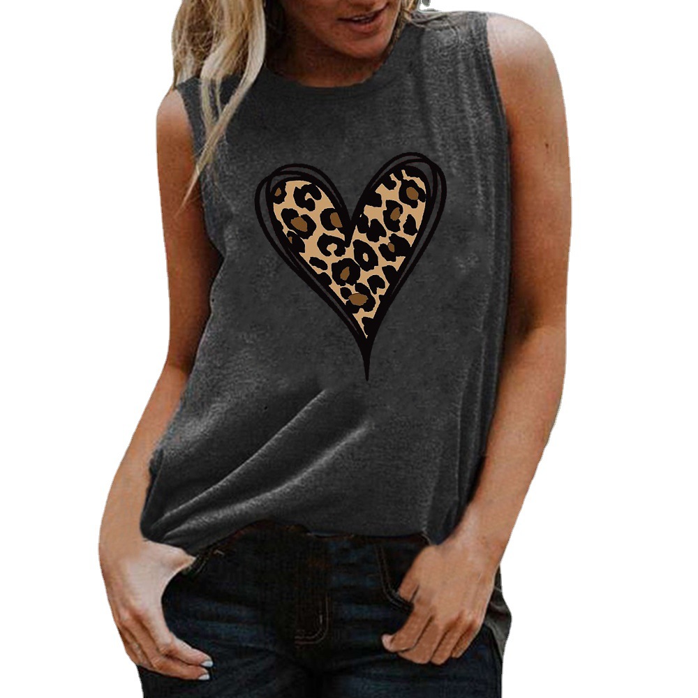 Outdoor Vest Leopard Print Love Print Sleeveless