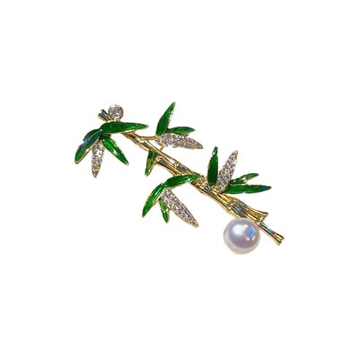 Brooch Enamel Painted Bamboo Leaf | Yaxa sancaqları