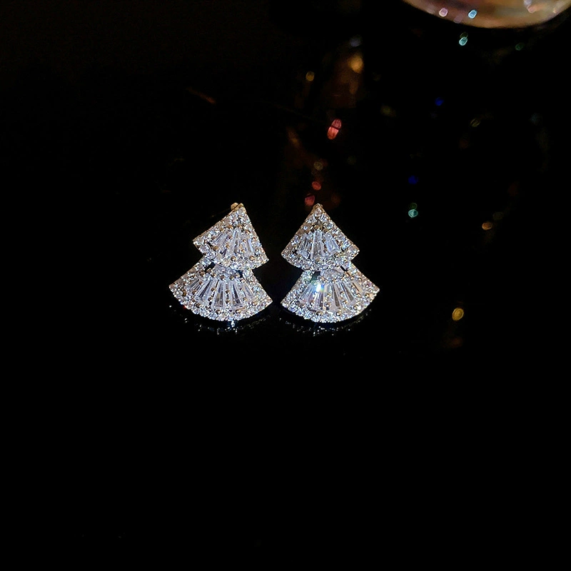 Серебряная игла, циркон, серебряные серьги, широкий цветовой диапазон, простой и элегантный дизайн
