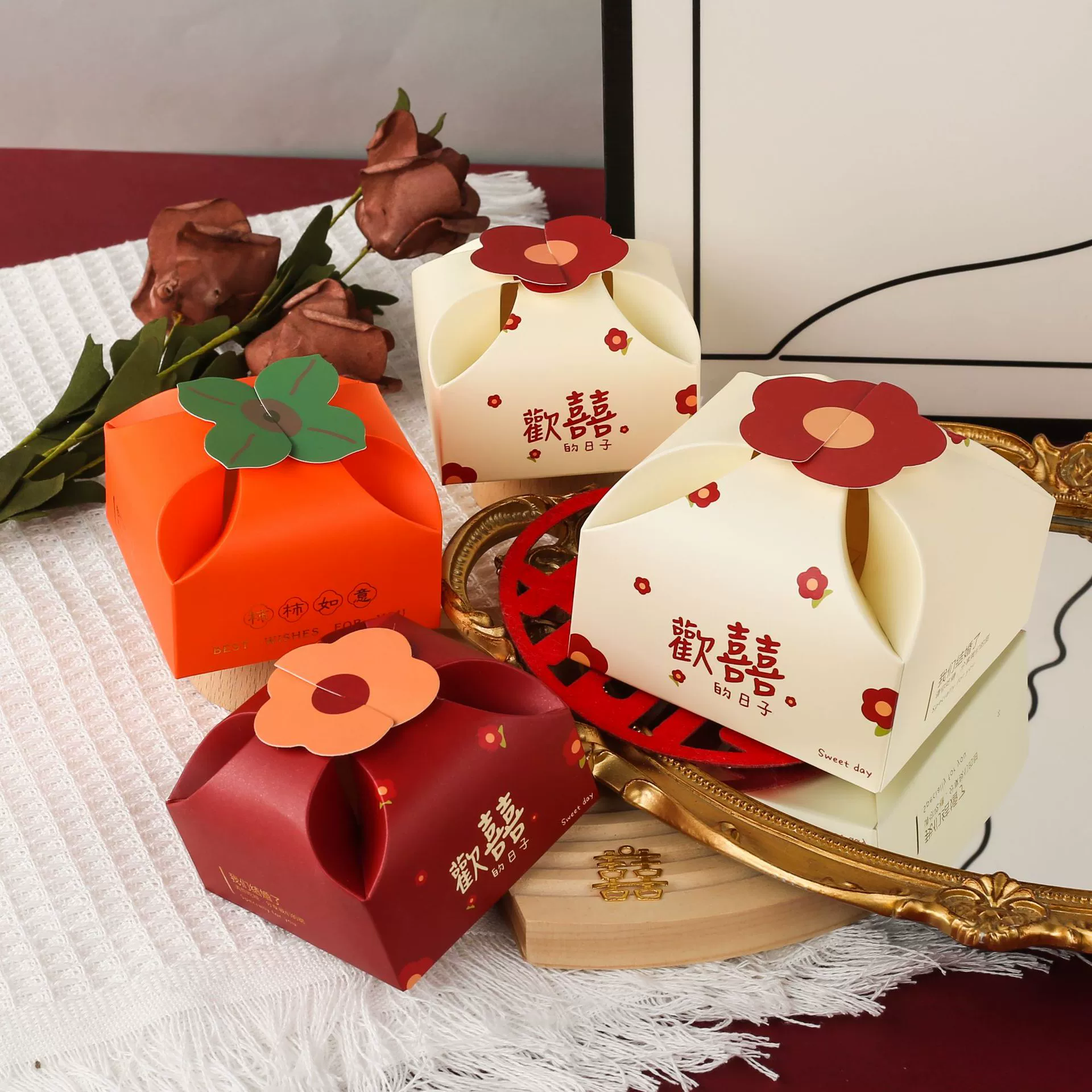 Новая Коробка Конфет Новый Китайский Красный Конфеты Коробка Простой Маленький Свежий Мешок Конфет Счастливый Коробка Конфет Коробка Большой
