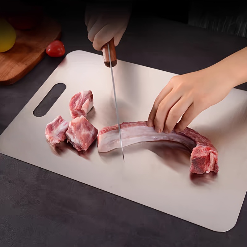 Cross-border 304 tablero de acero inoxidable antideslizante grueso tablero de corte de verduras tablero de corte doméstico tablero de corte de escritorio grande tablero de corte
