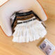Y2k Spice Girls Black Puff Cake Skirt Women's Autumn Sweet Cool Skirt High Waist Love Belt Denim Leg Set Skirt