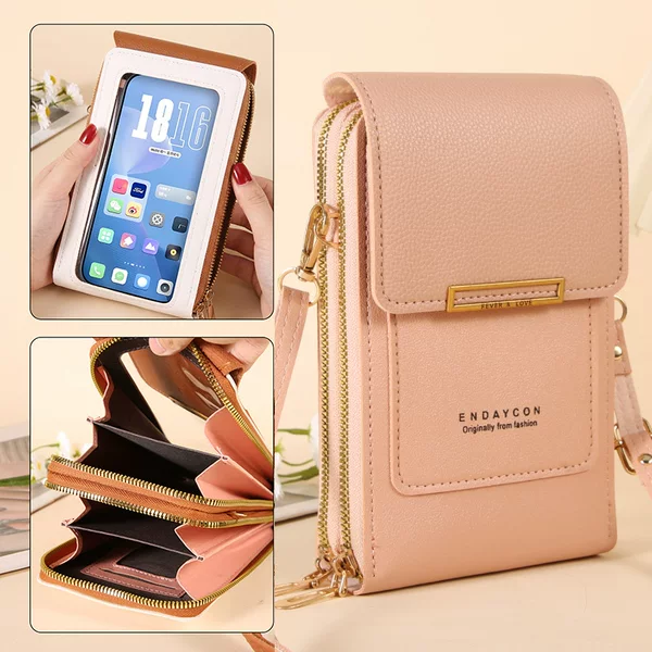 ENDAYCON Touchscreen Phone Bag for Women, Crossbody Bag, Korean Style Phone Pouch, Multifunctional Key Zipper Coin Purse, Vertical Style