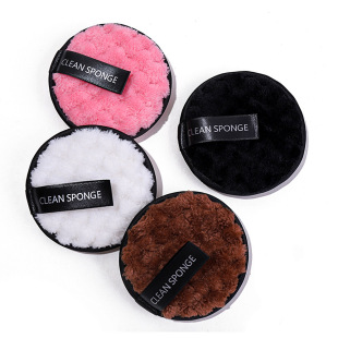 New products wholesale pineapple square face wash lazy clean water powder puff repeatable 8cm double-sided round face wash puff