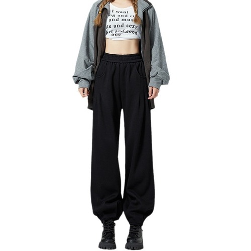 Sports Women's Pants Autumn and Winter 2025 Petite Knee-High Loose Casual Fleece Lined Thick Lantern Grandma Pants