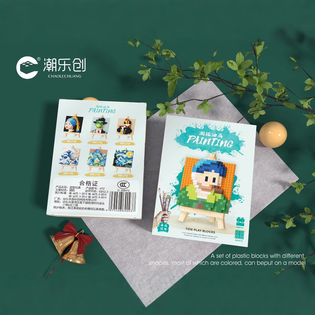 Chaolechuang juguetes de bloques de construcción de montaje de ocio de micropartículas 6736-6742 distribución al por mayor de la serie de tableros de dibujo de pintura al óleo