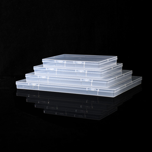 Rectangle plastic box PP transparent square packaging glue box flip lid large storage flat box cross-border 1.7cm