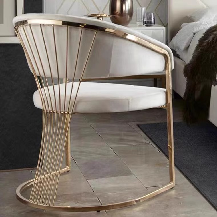 Stainless Steel Dining Chair Home Nordic Light Luxury Creative Model Room Reception Chair Simple Designer Tea Chair Master Chair