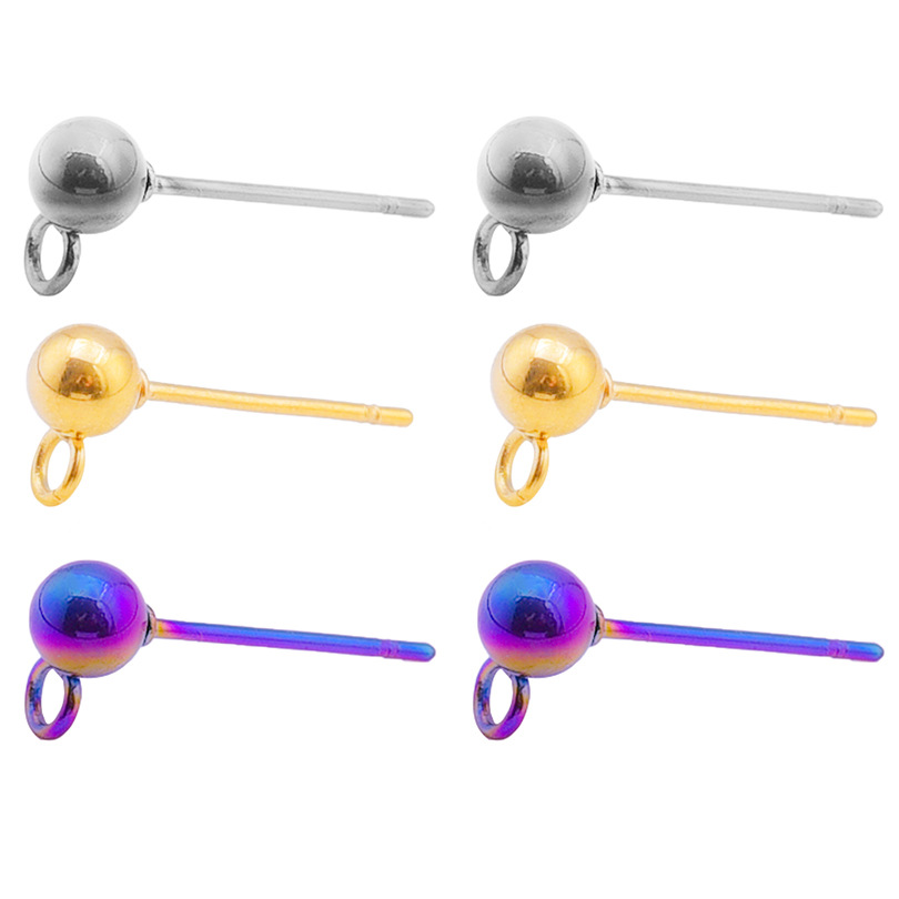 304 stainless steel European and American popular spherical earri