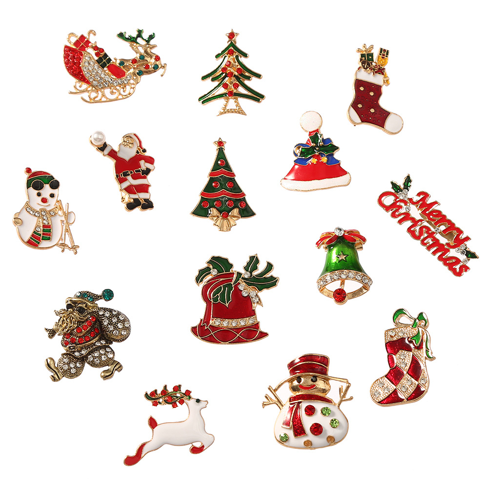 10g Weight Rhinestones, Pearl Inlay Material Brooches Classification Festival Occasion Rhinestone Material Christmas Festival Christmas Hat, Christmas Tree, Santa Claus Pattern Autumn&Winter Season Women'S Gender Enamel, Inlay Design Cute Style Cute Pin Christmas Hat Christmas Tree Santa Claus Rhinestone Enamel Inlay Rhinestones Pearl Women'S Brooches