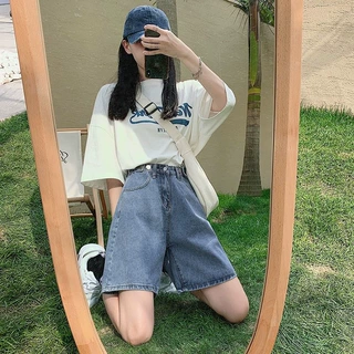 夏季新款小个子牛仔五分裤女薄款高腰宽松显瘦阔腿裤学生