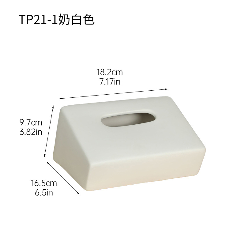 Moderno y simple caja de pañuelos de cerámica geométrica decoración sala de estar mesa de centro porche decoración mesa servilleta caja de dibujo
