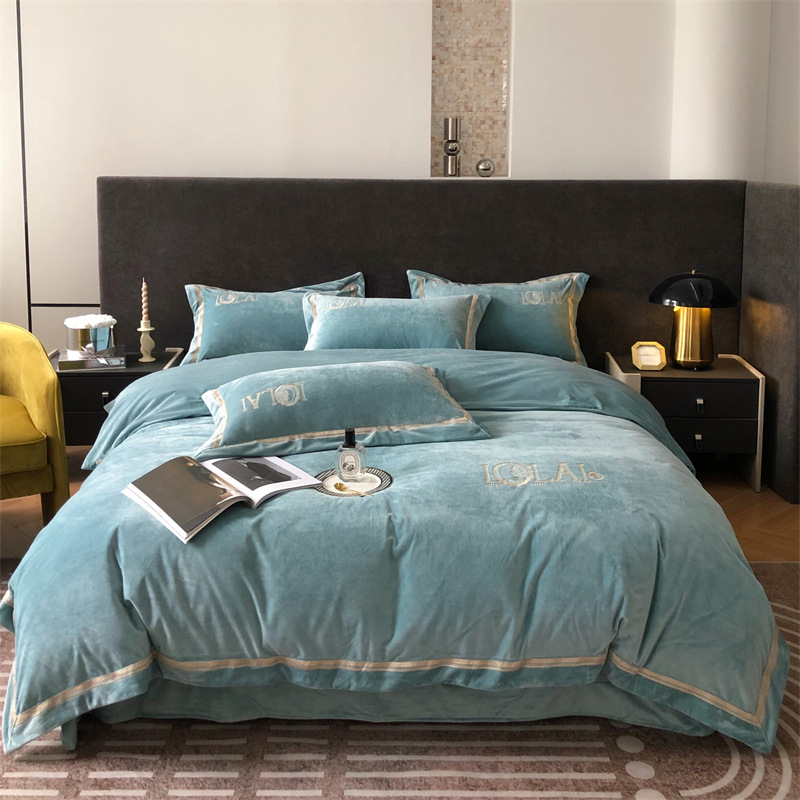 milk Four piece suit winter Coral thickening keep warm Fleece baby The bed Supplies Four piece suit