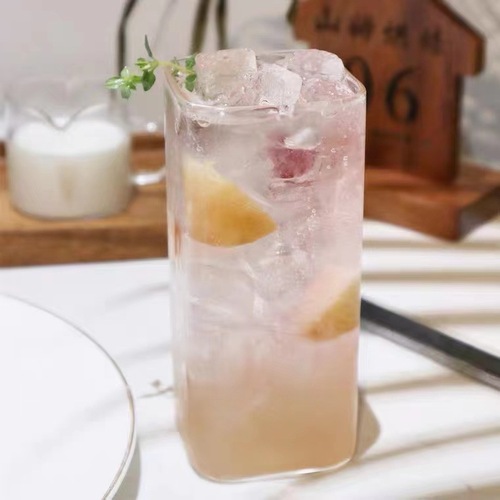 Square glass cup household water cup for women simple Ins high borosilicate Nordic with straw transparent milk beverage cup