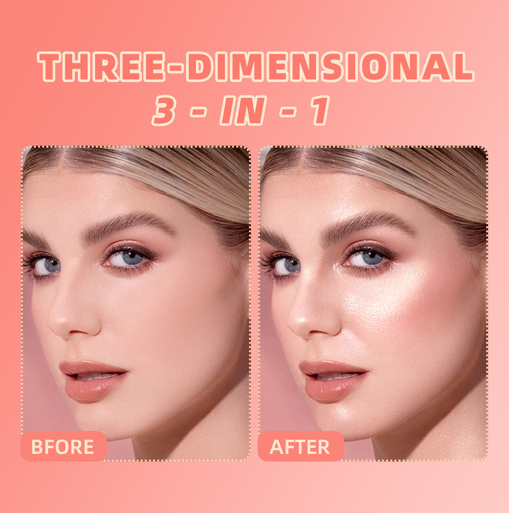 Qibest 3-in-1 Facial Makeup Box: Highlighter Blush, Pearlescent, Polarized, Three-dimensional, Matte, Natural, and powder-free eyeshadow palette undefined