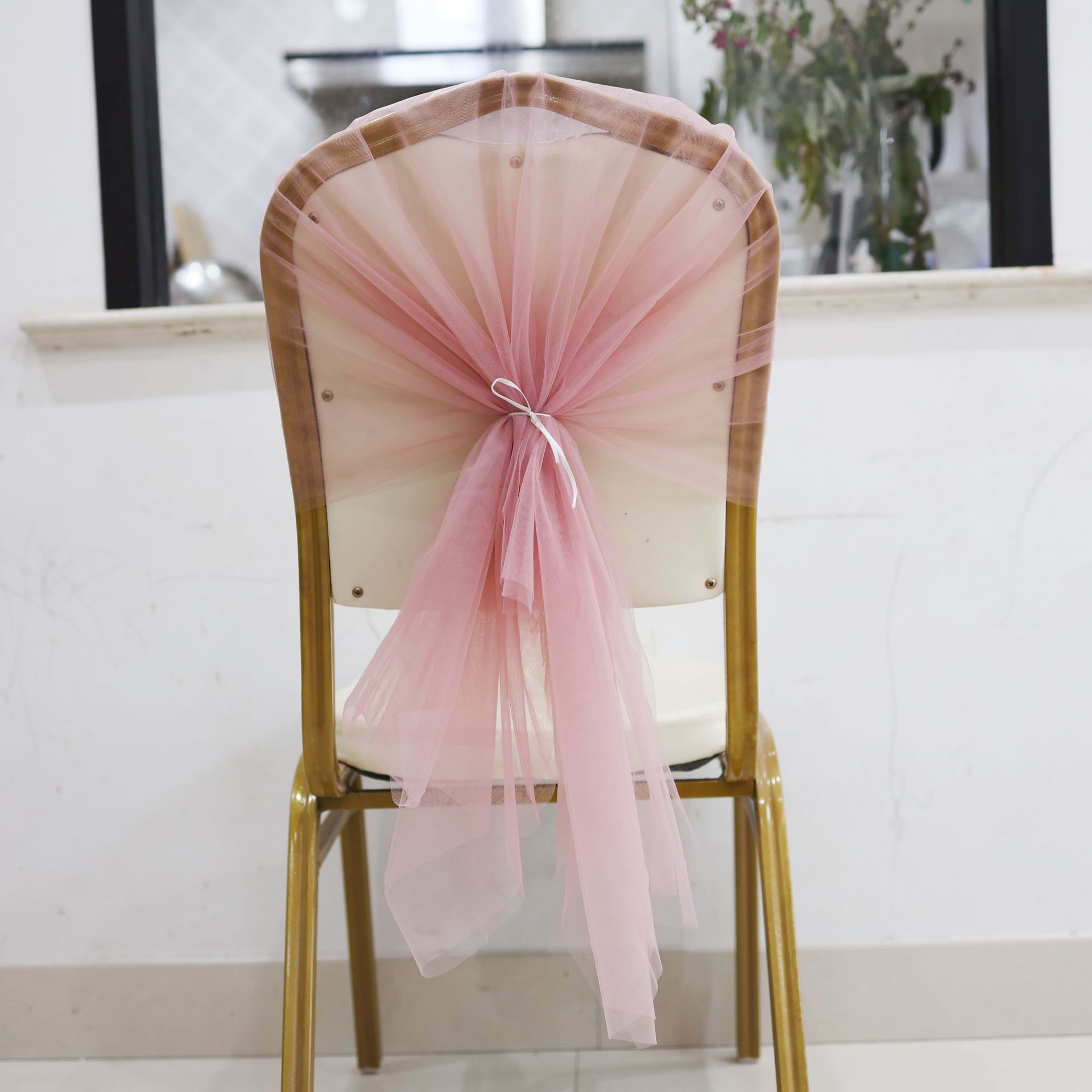 Transfronterizos silla trasera cubierta silla de decoración cintas de tela de banquete